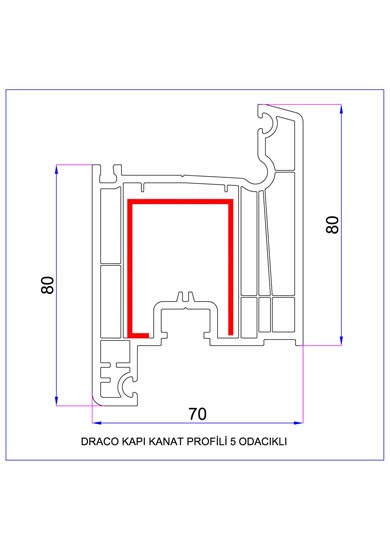 Draco Kapı Kanat Profili 5 Odacıklı